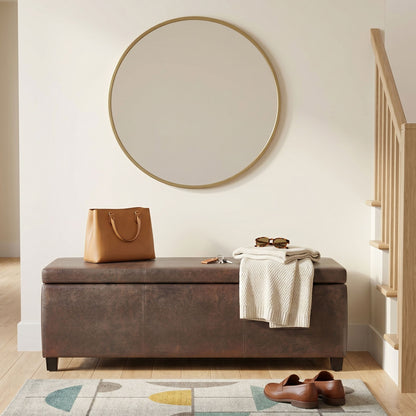 Avalon - Storage Ottoman Bench - Distressed Brown