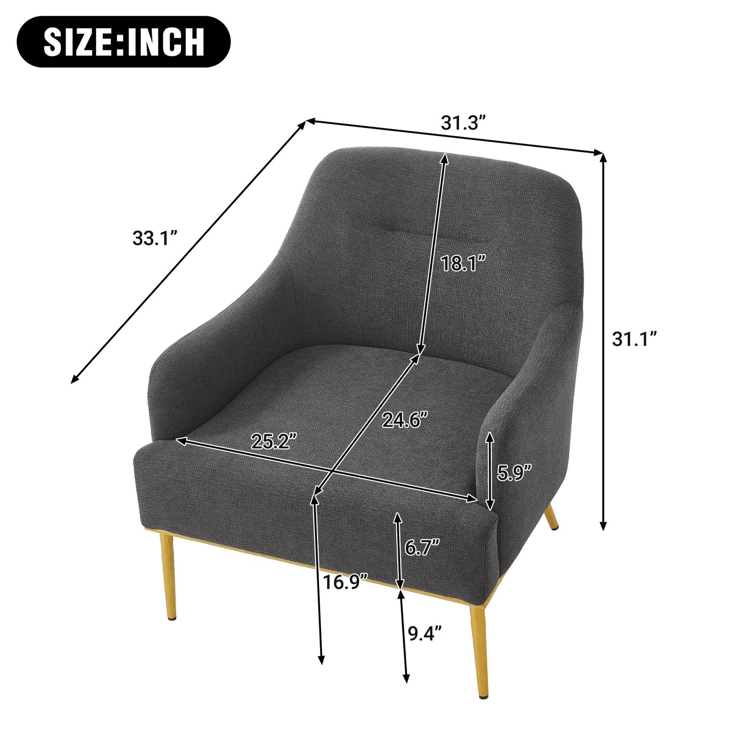 Modern Elegance Accent Chair With Curved Backrest