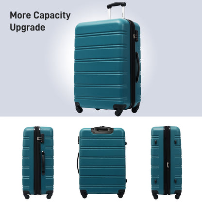 Hardshell Luggage Sets 3 Pieces Spinner Suitcase With Tsa Lock Lightweight 20&quot; 24&quot; 28&quot; - Antique Blue Green