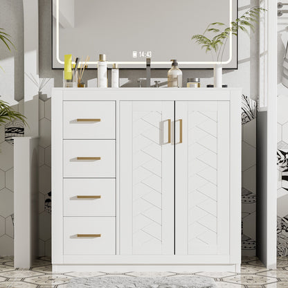 Bathroom Vanity With Sink Combo, Storage Cabinet, Freestanding Set With 3 Drawers &amp; Soft Closing Doors