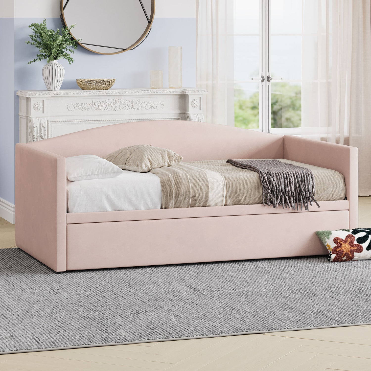 Daybed With Pop Up Trundle, Upholstered Sofa Bed