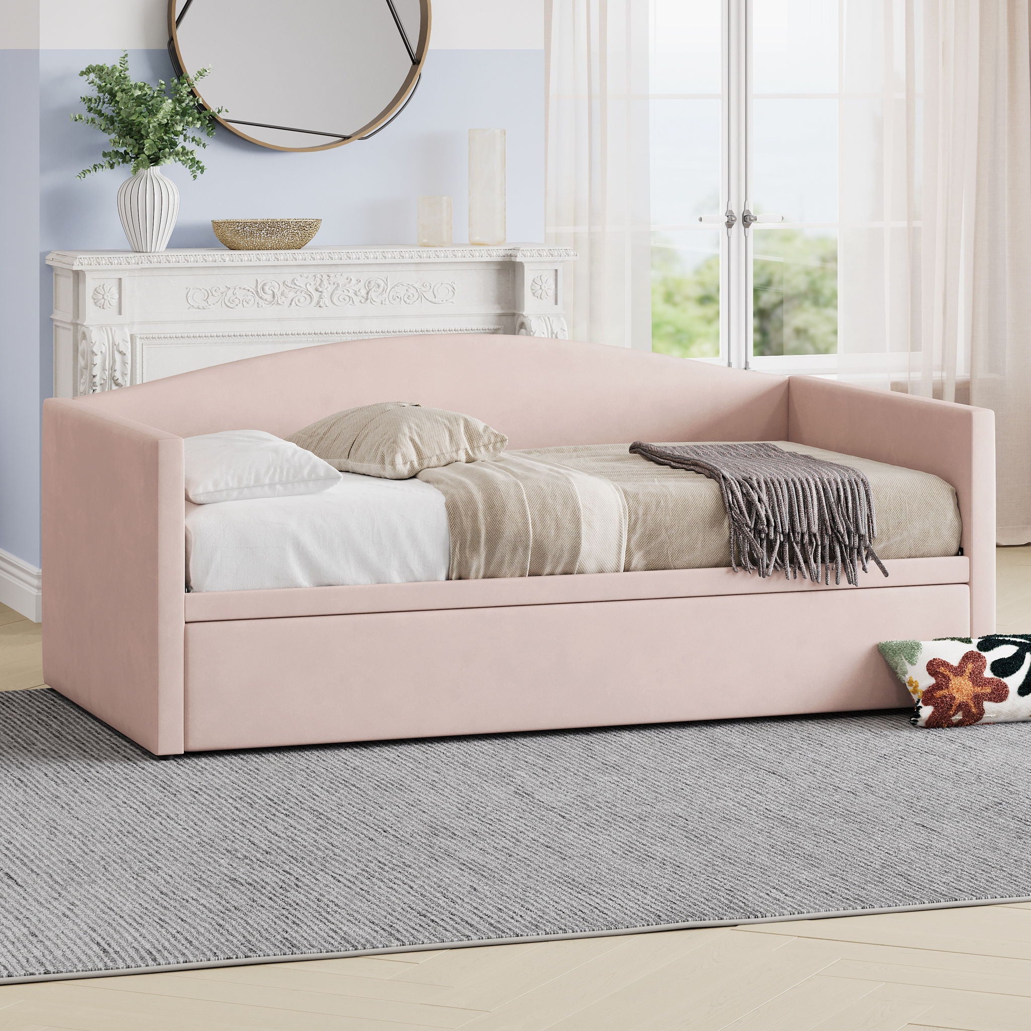 Daybed With Pop Up Trundle, Upholstered Sofa Bed