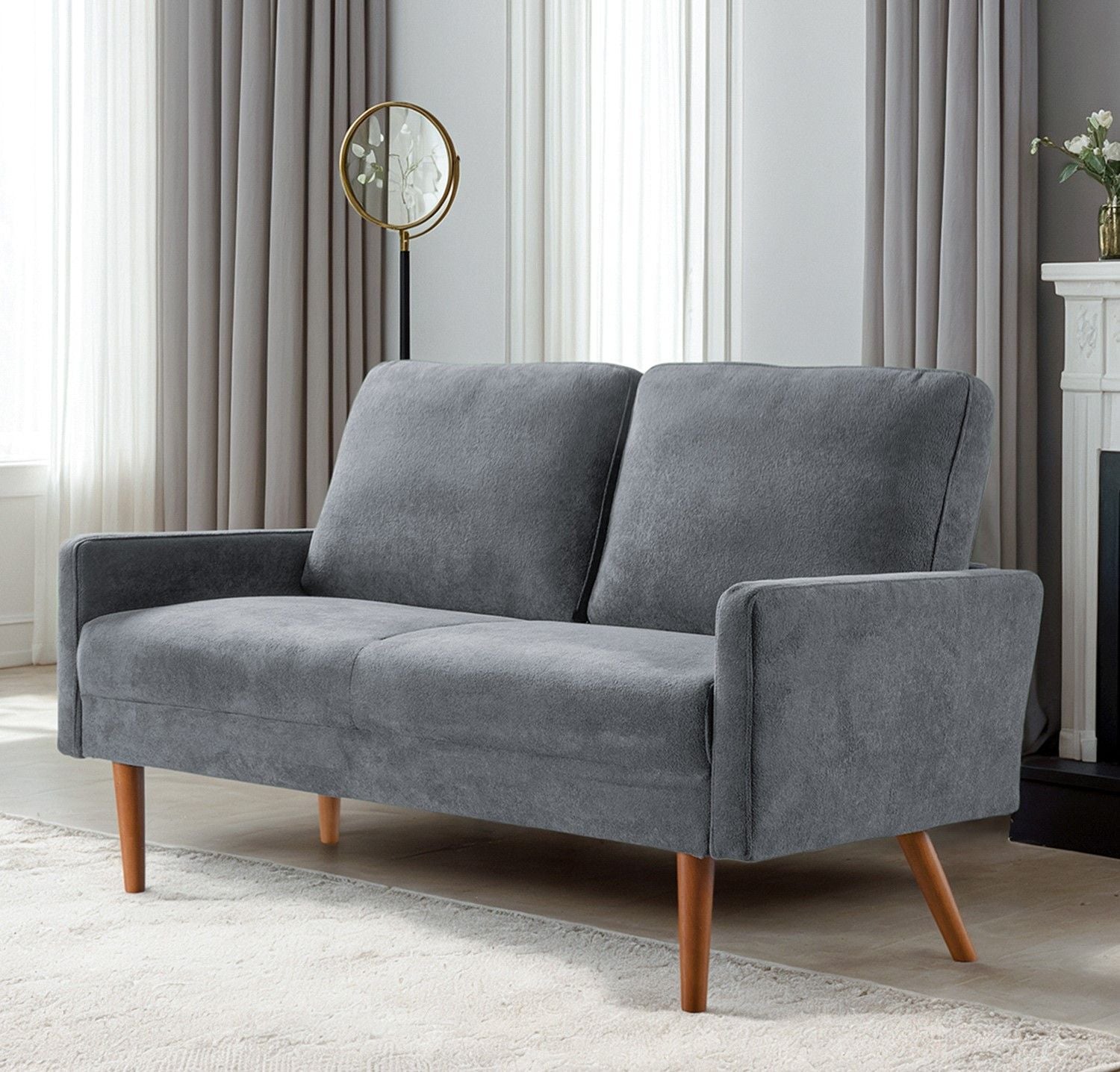 Loveseat Sofa, European Style With Sleek Design, Modern &amp; Vintage Flair, Upholstered 2 Seater Couch