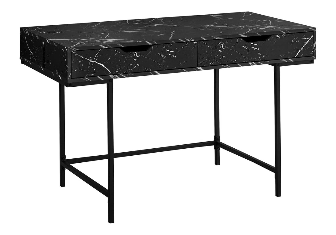 Computer Desk For Home Office, Storage Drawers, Marble Look Contemporary &amp; Modern