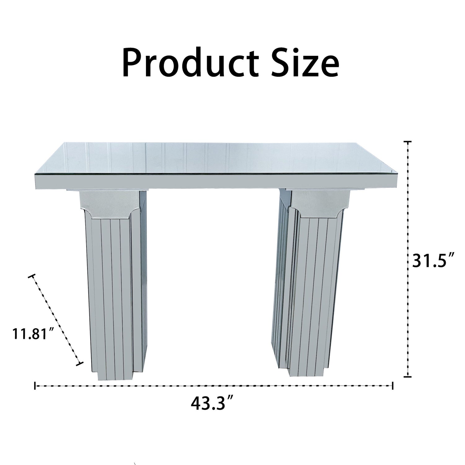 Console Table, Rectangular Entryway Desk For Living Room - Silver