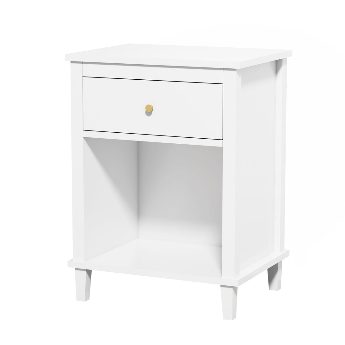 Nightstand &amp; 1 Drawer And 1 Shelf - White