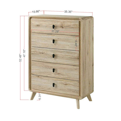 Chest With 5 Drawers - Beige