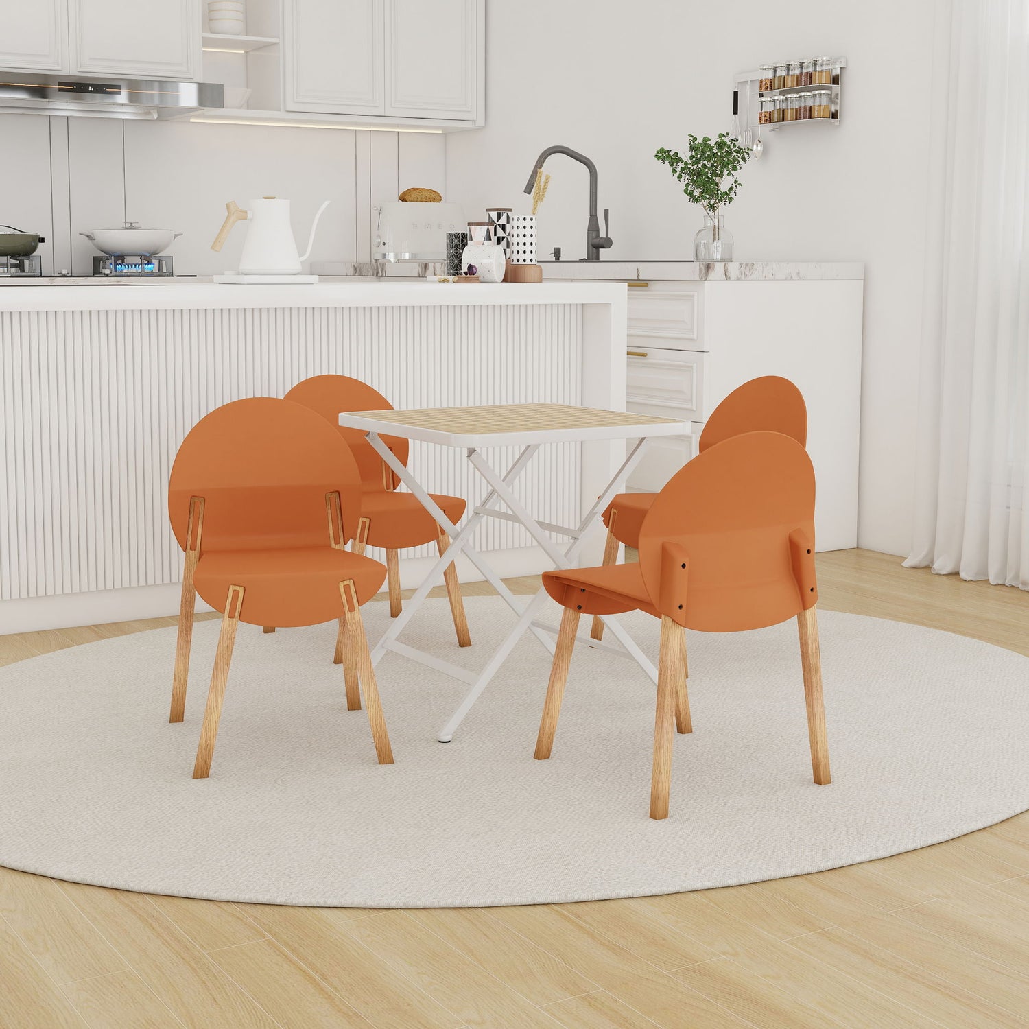 4 Piece Set Of Single Chairs With A Folding Square Table