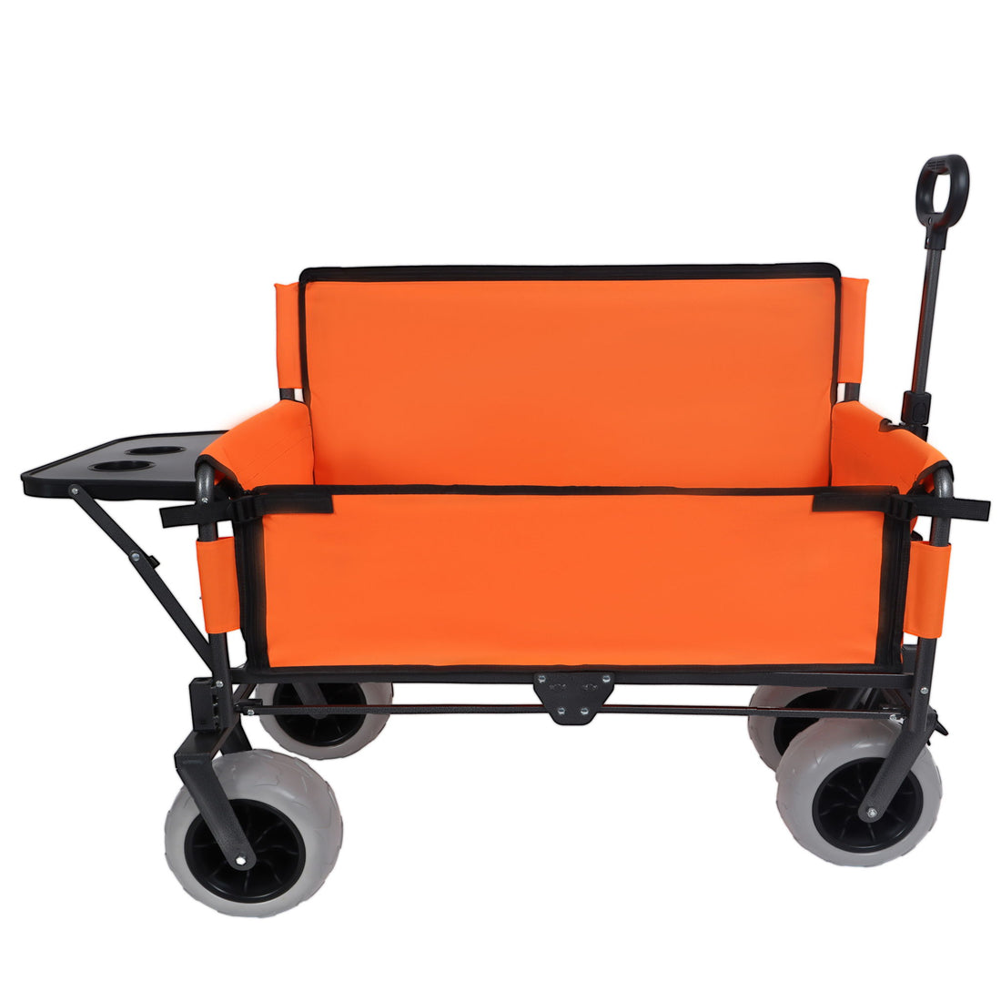 3 In 1 Folding Wagon With Bench Seat &amp; Rear Mounted Tabletop - Orange