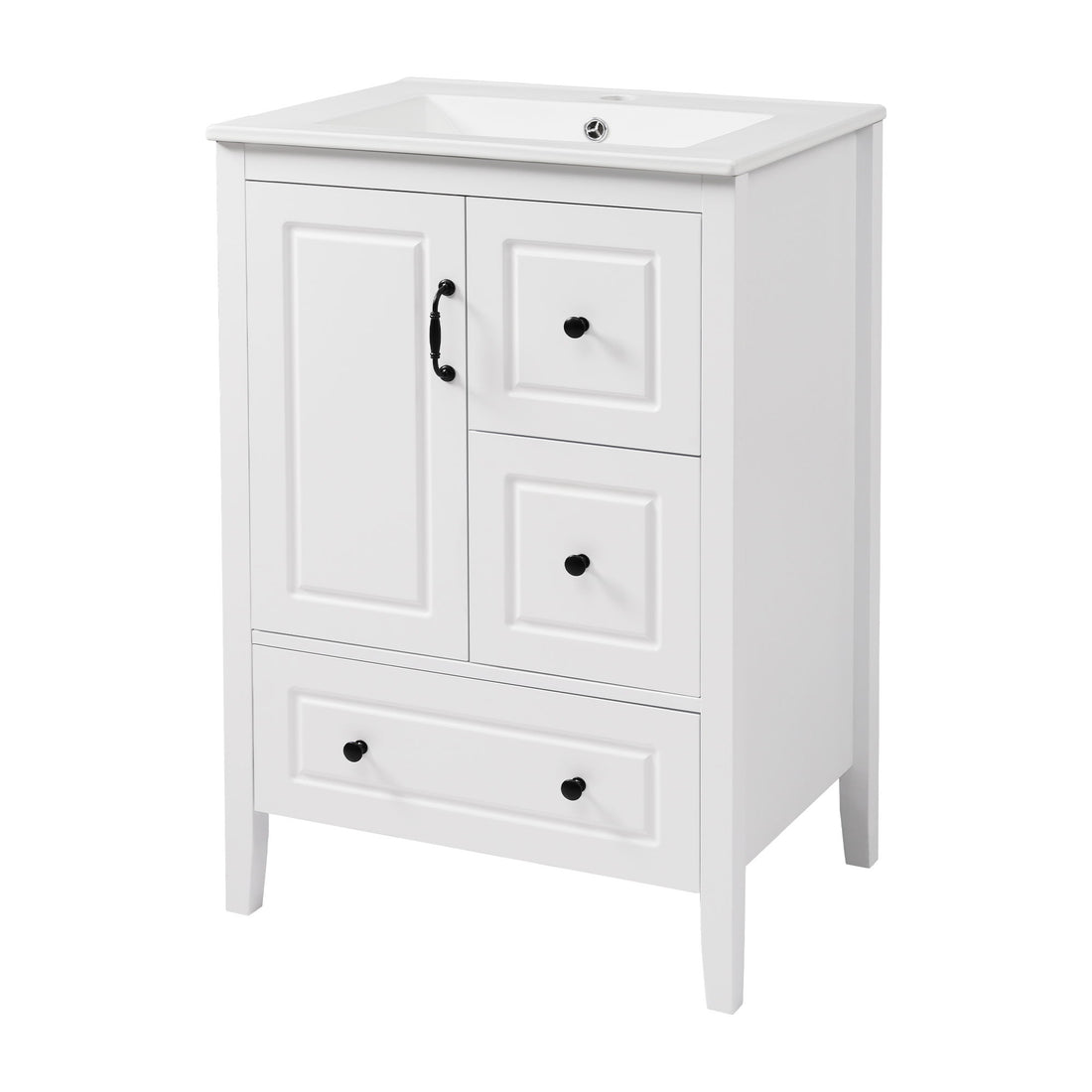 Retro Bathroom Vanity With Sink, Soft Closing Cabinet &amp; Drawers