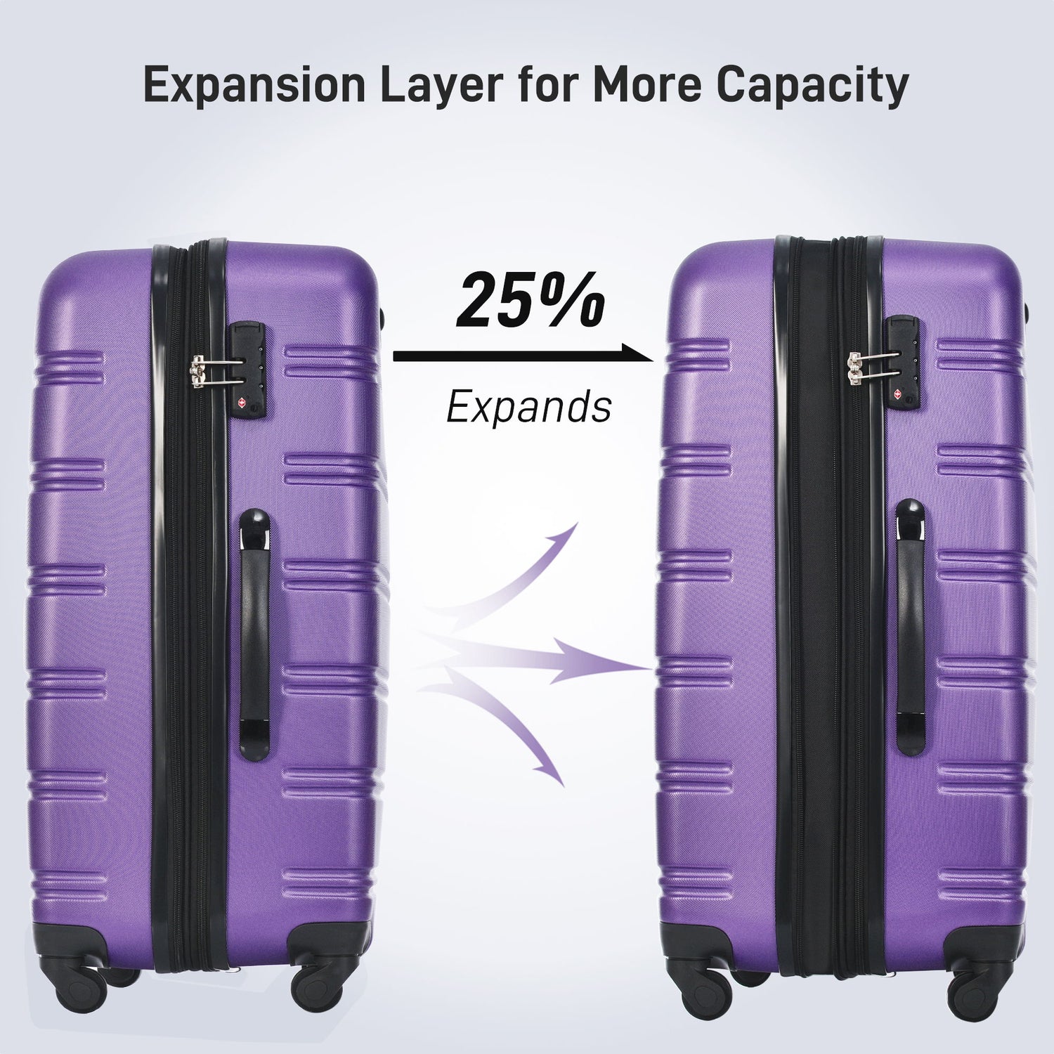 3 Piece Luggage Set Hardside Spinner Suitcase With Tsa Lock 20&quot; 24&quot; 28&quot; Available