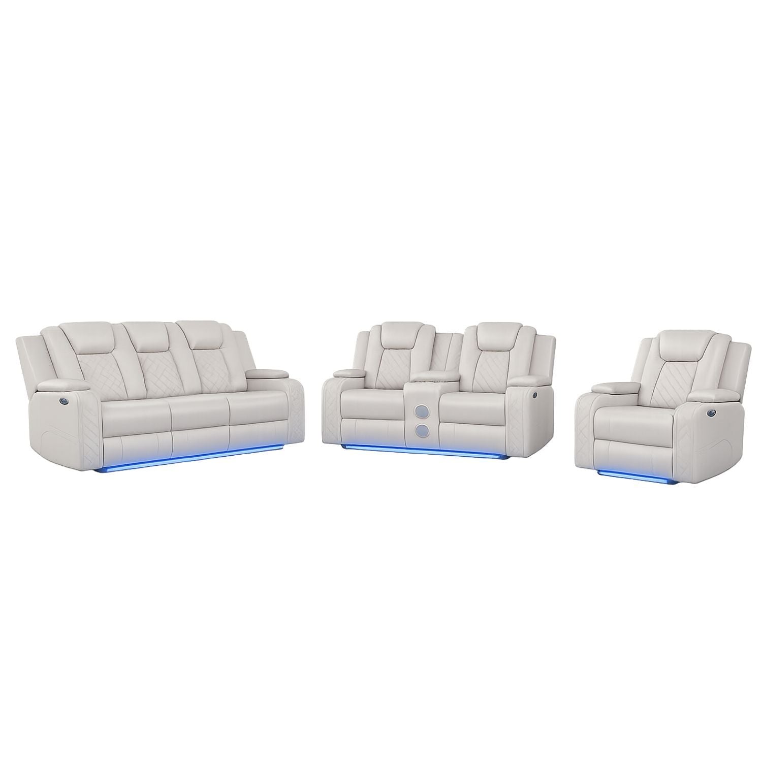 Benz - LED &amp; Power Recliner With Adjustable Headrests And Ambient LED Lighting