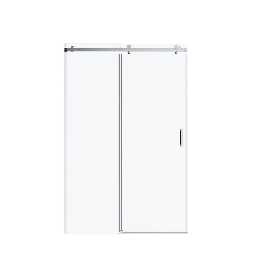 Frameless Single Sliding Shower Doors, 5 / 16" Sgcc Tempered Glass, Reversible Installation - Chrome