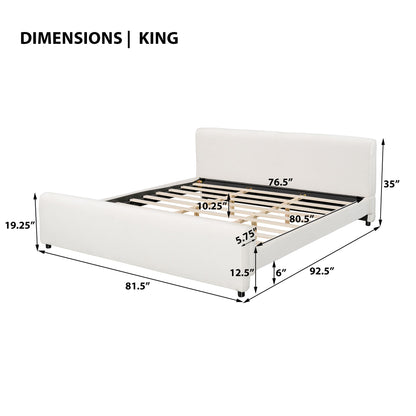 Luxury Upholstered Bed Frame With Curved Headboard &amp; Footboard