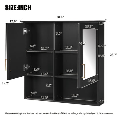 2 In 1 Wall-Mounted Mirror Cabinet With Adjustable Shelves, Soft-Close Doors, High-Definition Mirror &amp; Storage
