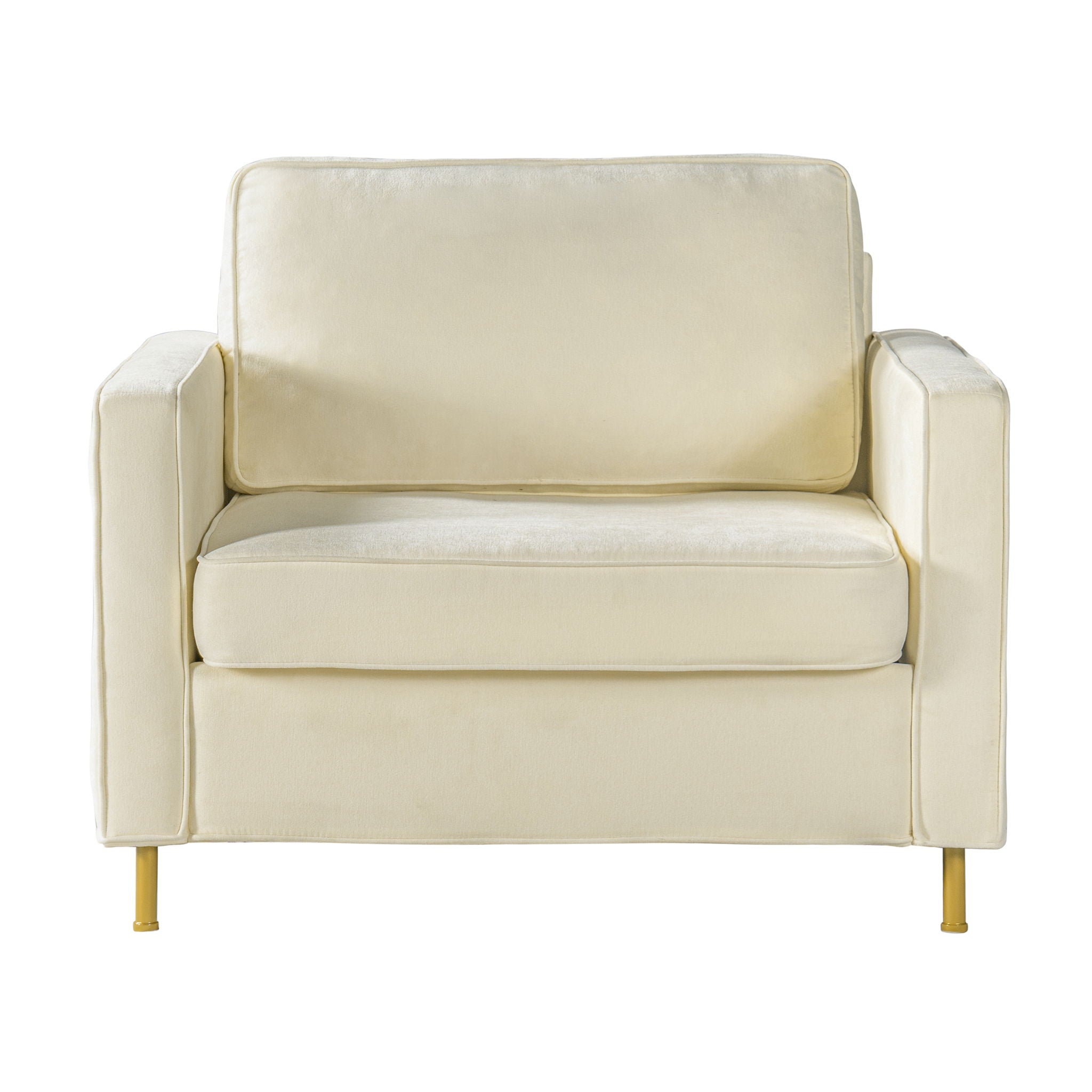 Accent Chair Upholstered Single Sofa With Square Arms, Sewn Pillow Back For Living Room
