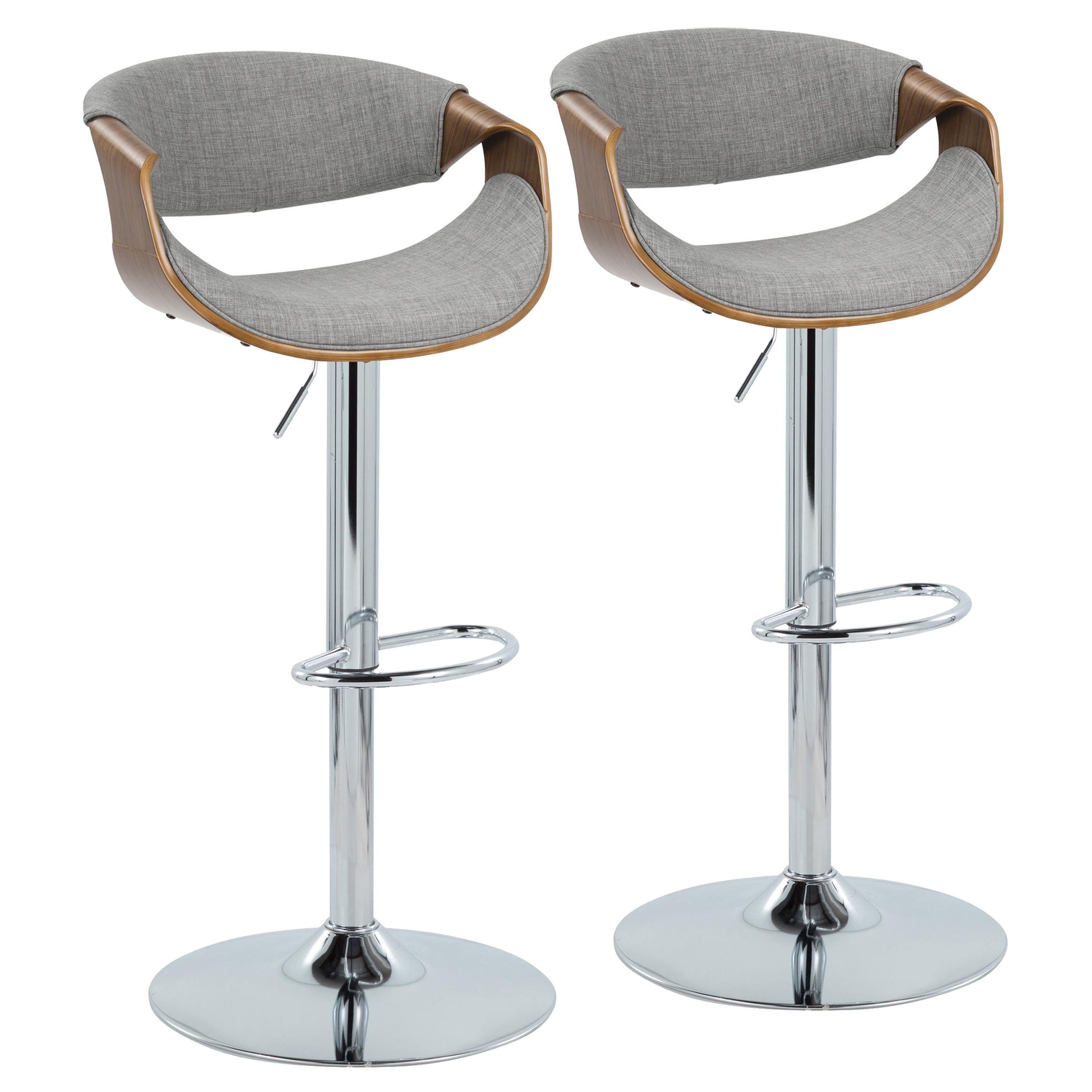 Curvo - Mid Century Modern Adjustable Barstool &amp; Swivel (Set of 2)