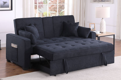 Cody II - 69.5&quot;W Woven Fabric Convertible Sleeper Loveseat with Cup Holder
