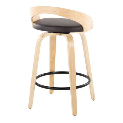 Grotto - Mid-Century Modern Fixed Height Counter Stool Swivel &amp;h Round Footrest