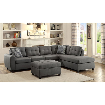 Balta - 2 Piece Loose Back Sectional With Ottoman Upholstered - Gray