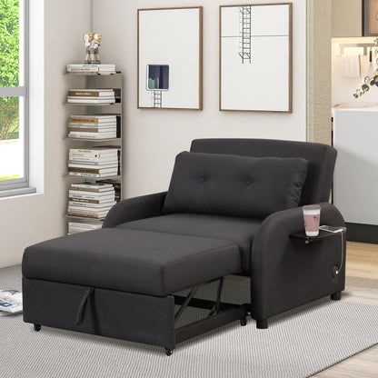 Versatile Pull Out Sofa Sleeper 3 In 1 With Wing Table &amp; USB Charge, Compact Design
