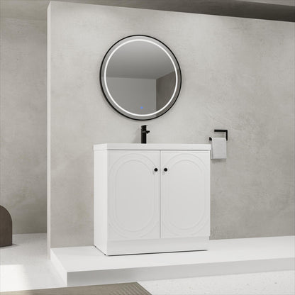 Contemporary Freestanding Bathroom Vanity With Resin Sink &amp; Soft-Close Cabinet Doors