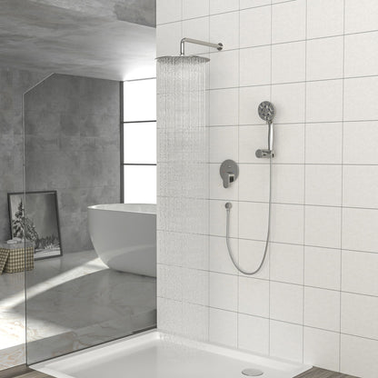 Dual Shower Head System With Rain Shower And Handheld, Wall Mounted, 10&quot; Round Design - Brushed Nickel