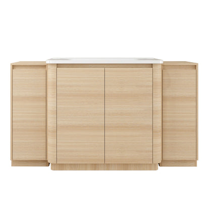 Freestanding Bathroom Vanity With Sink, 2 Small Storage Cabinets, Soft Close Doors