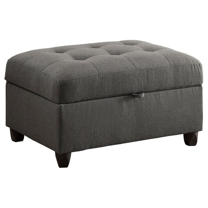 Storage Ottoman With Tufted Design - Gray