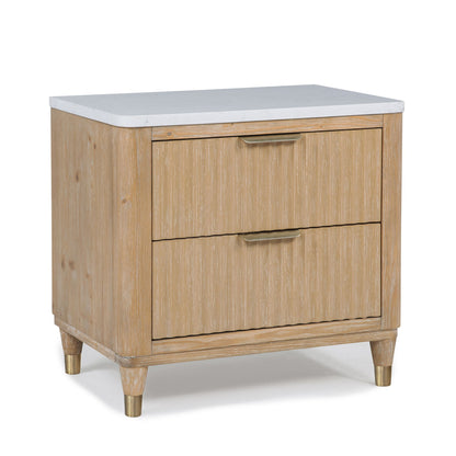 Nightstand With Accented Hardware - Natural Wood
