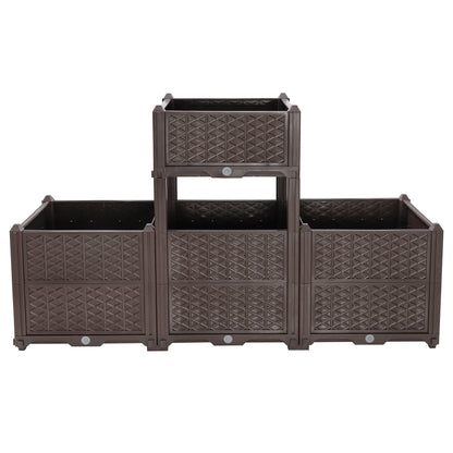 Indoor / Outdoor Rectangular Plastic Planting Box Kit For Vegetables, Herbs, Flowers &amp; Succulents, Coffee, Polypropylene, 62.80&quot; - Coffee