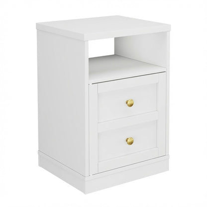 Nightstand With Door &amp; Shelf, 2 Drawer Side Table