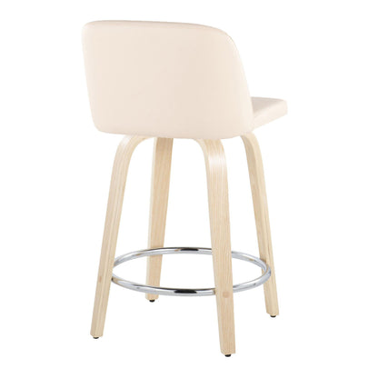 Toriano - Contemporary Fixed Height Counter Stool &amp; Swivel And Round Footrest (Set of 2)