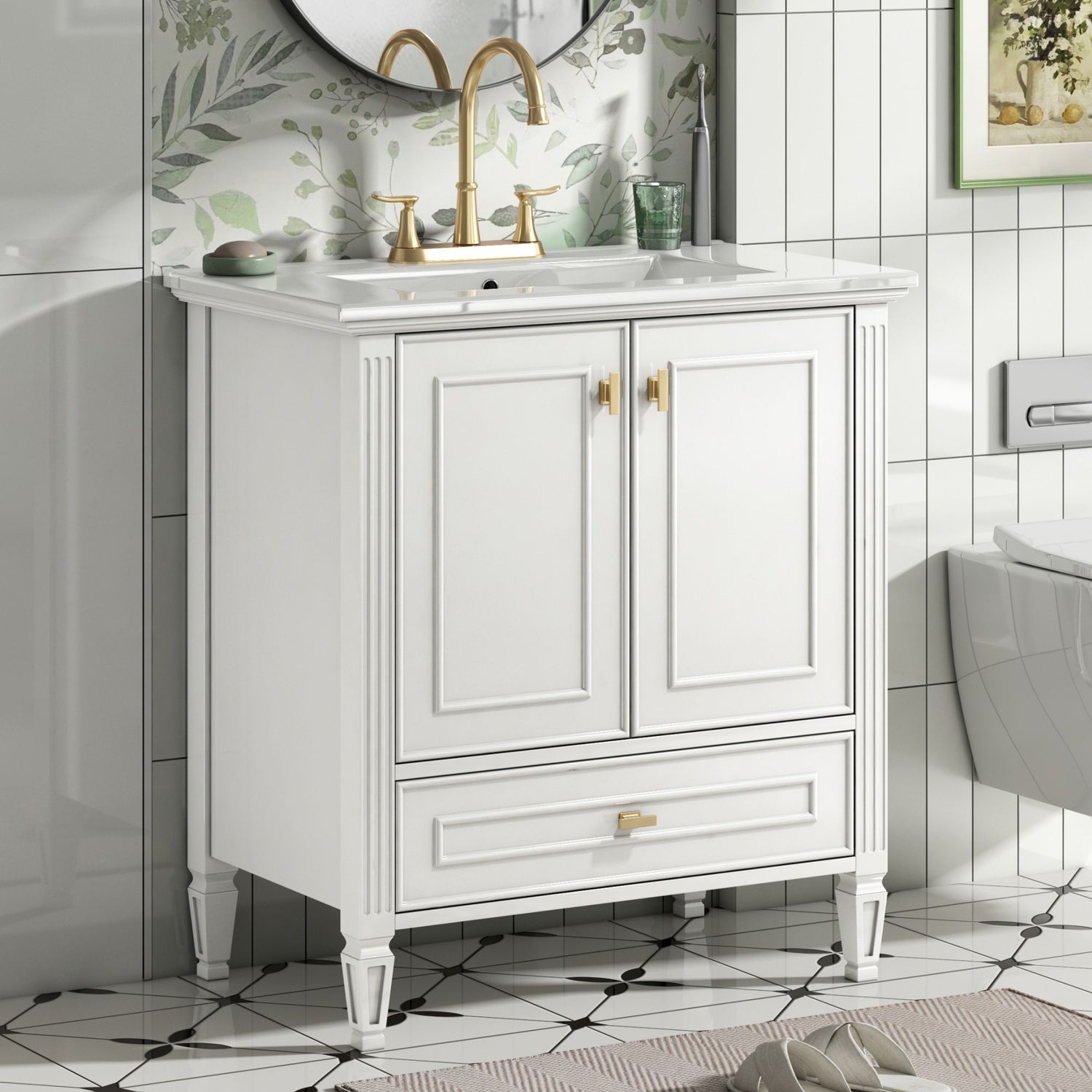 Freestanding Vanity With 1 Drawer &amp; 2 Soft Close Doors With Door Mounted Storage