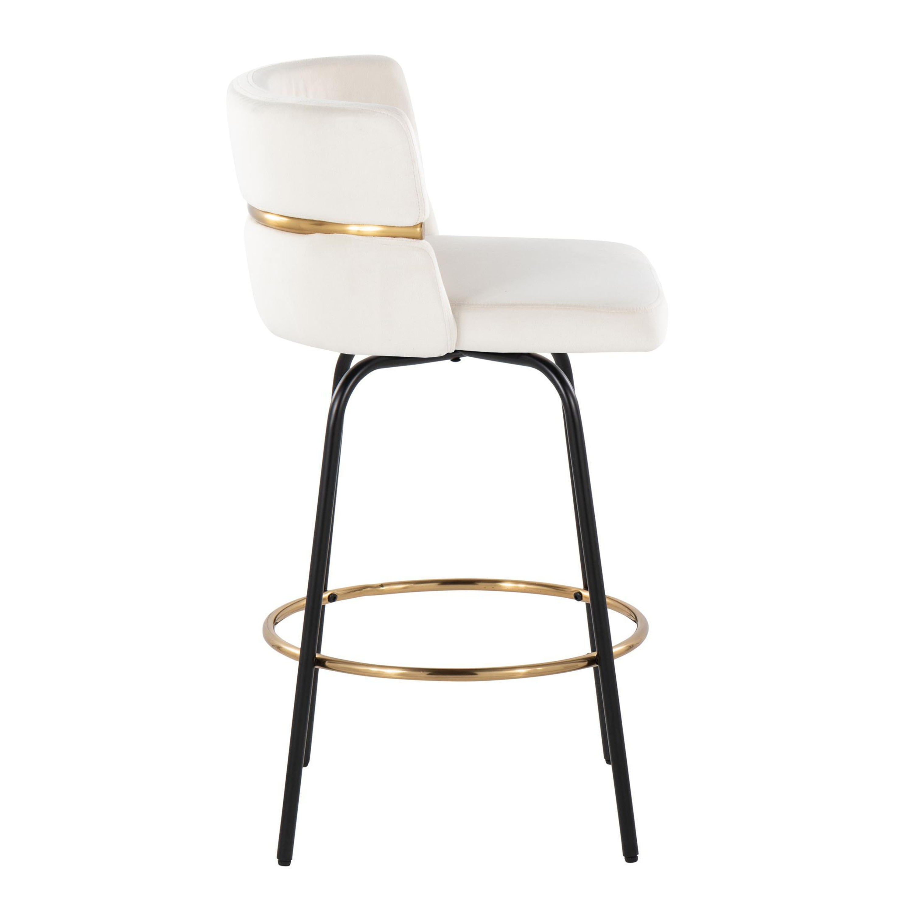 Cinch - Contemporary Fixed Height Counter Stool With Swivel &amp; Round Footrest (Set of 2)