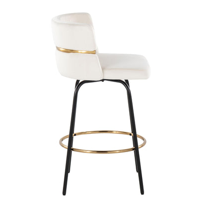 Cinch - Contemporary Fixed Height Counter Stool With Swivel &amp; Round Footrest (Set of 2)