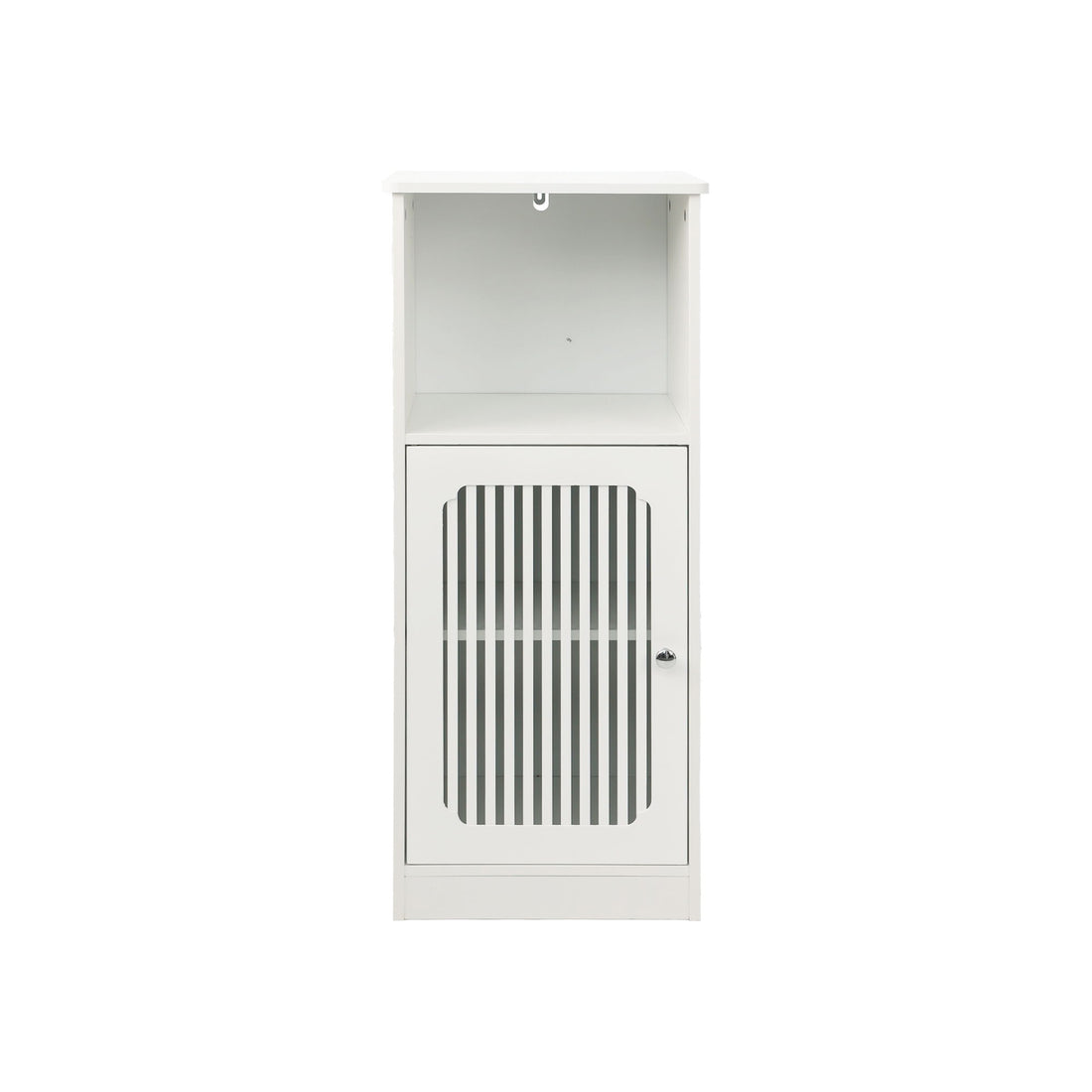 Louvered Door Bathroom Low Cabinet With Multi Layer Storage - White