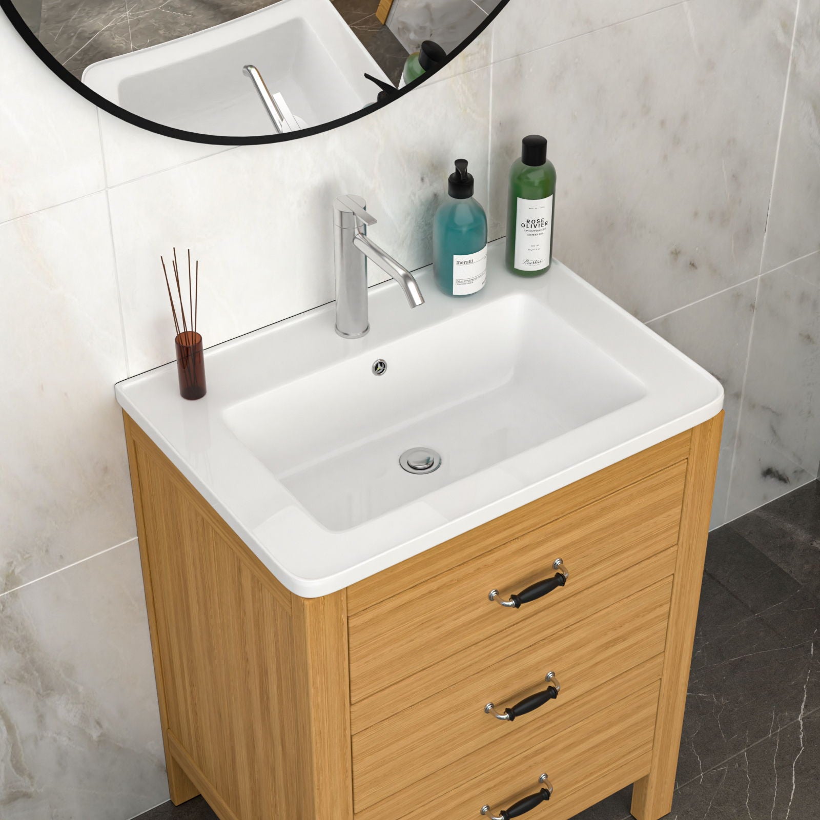 Rectangular Single Vanity Top With 1 Faucet Hole And Overflow, 28 X 19&quot; - White