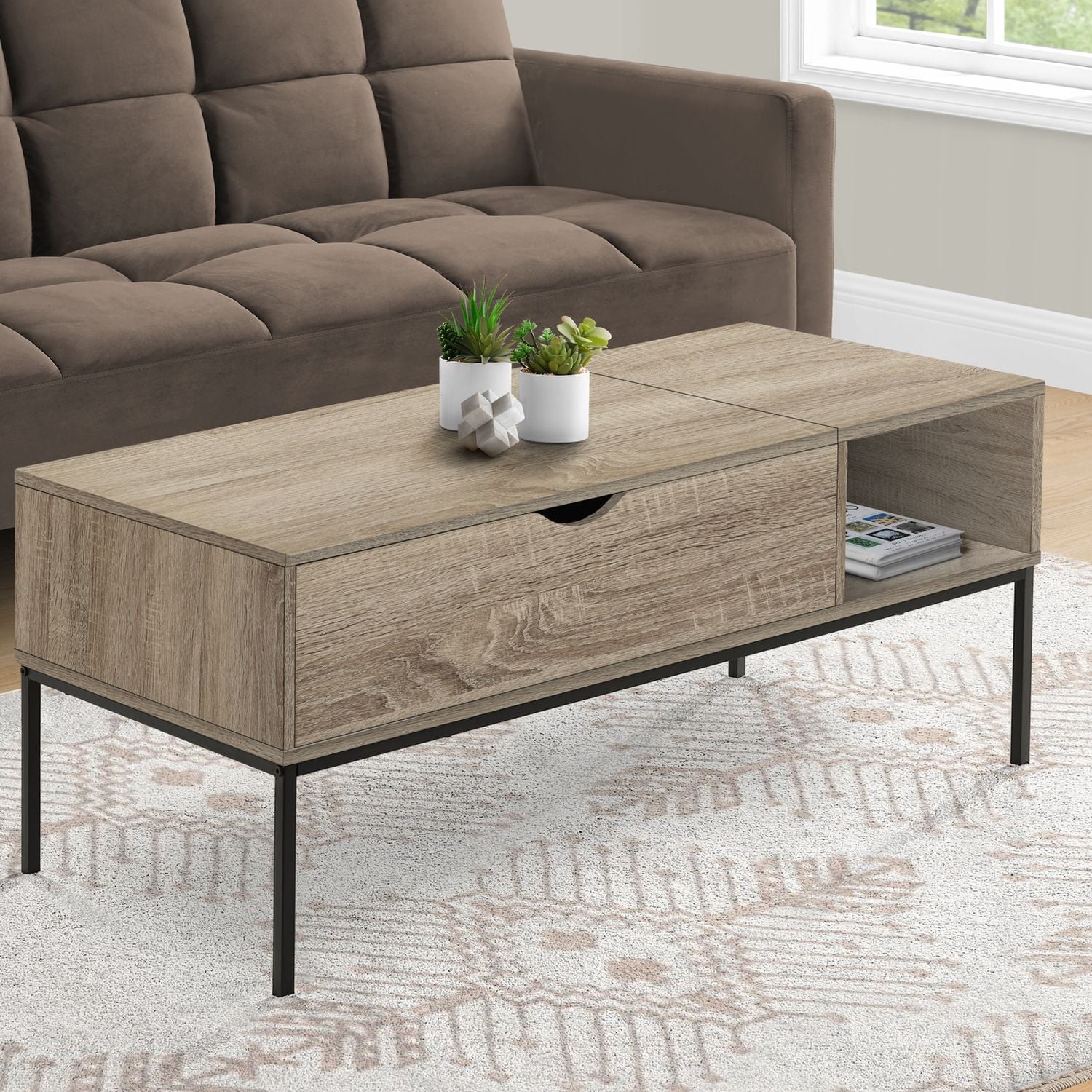 Table, Rectangular, Cocktail, Functional Lift-Top, Contemporary &amp; Modern