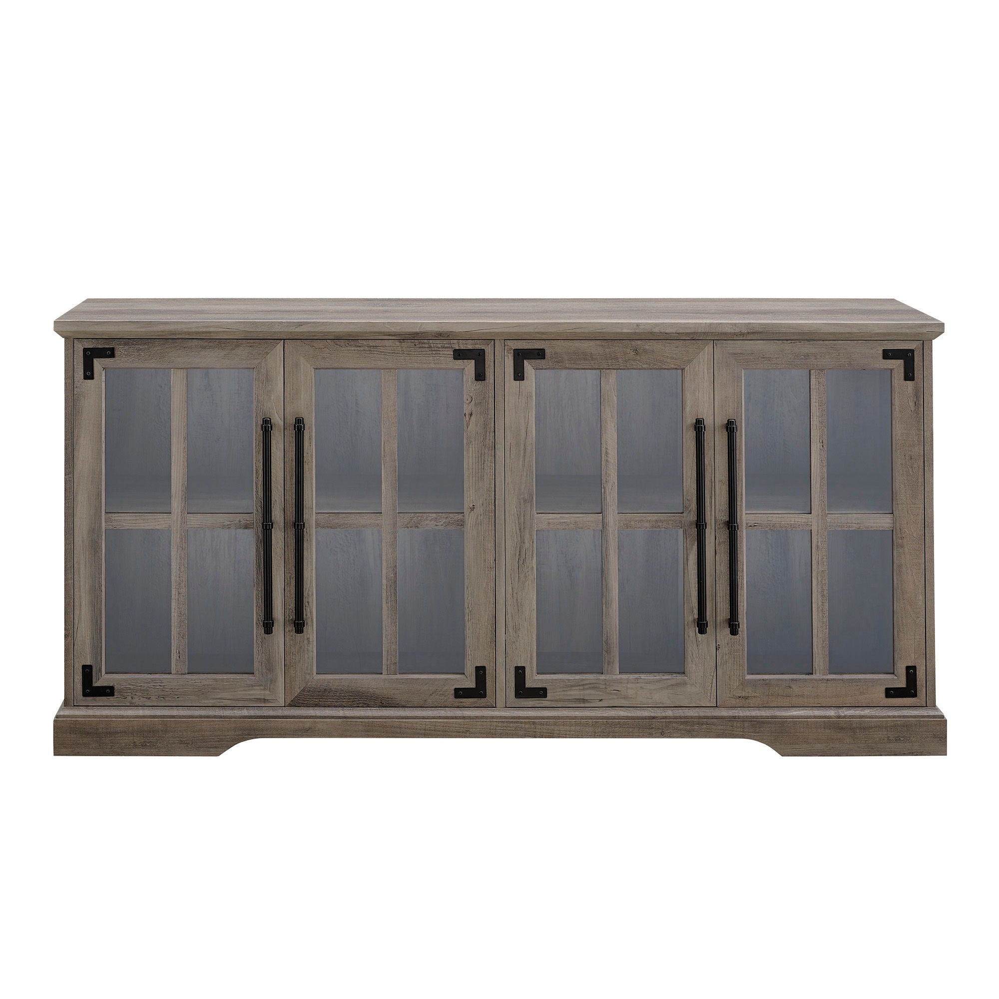 Modern Farmhouse Two Tone Windowpane Glass Door TV Stand For TVs Up To 65&quot;