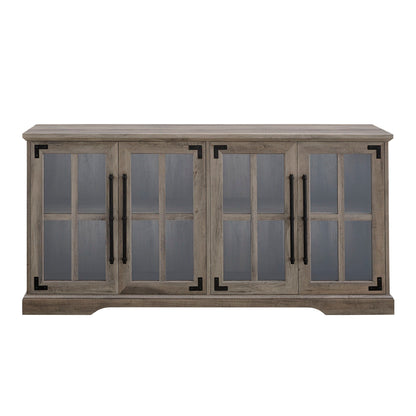 Modern Farmhouse Two Tone Windowpane Glass Door TV Stand For TVs Up To 65&quot;