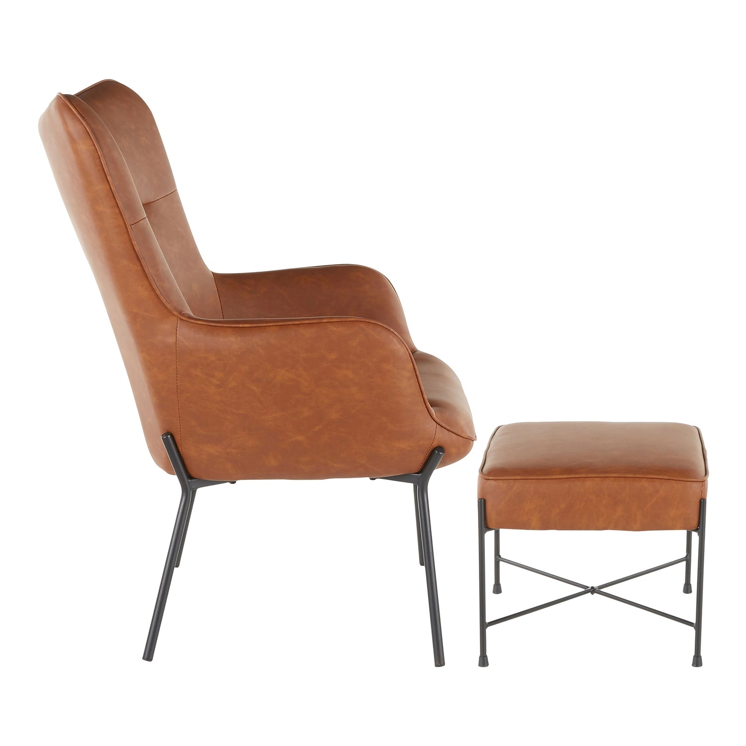 Izzy - Industrial Lounge Chair &amp; Ottoman Set
