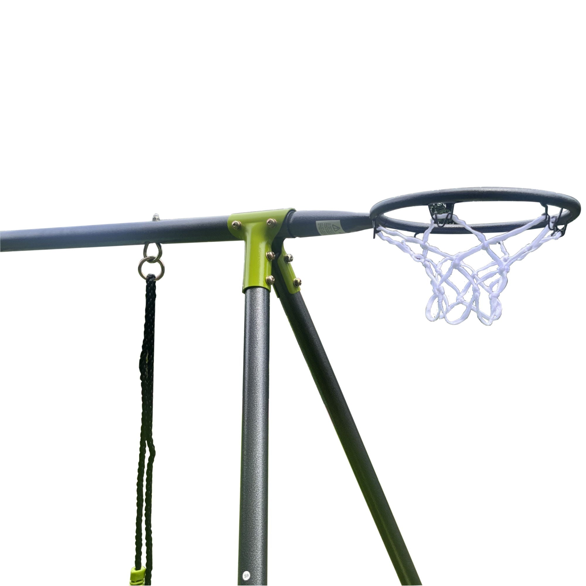Interesting Six Function Swingset With Net Swing Metal Plastic Safe Swing Set 440Lbs For Outdoor Playground For Age 3+ With 31.5&quot; Net Swing - Gray / Blue