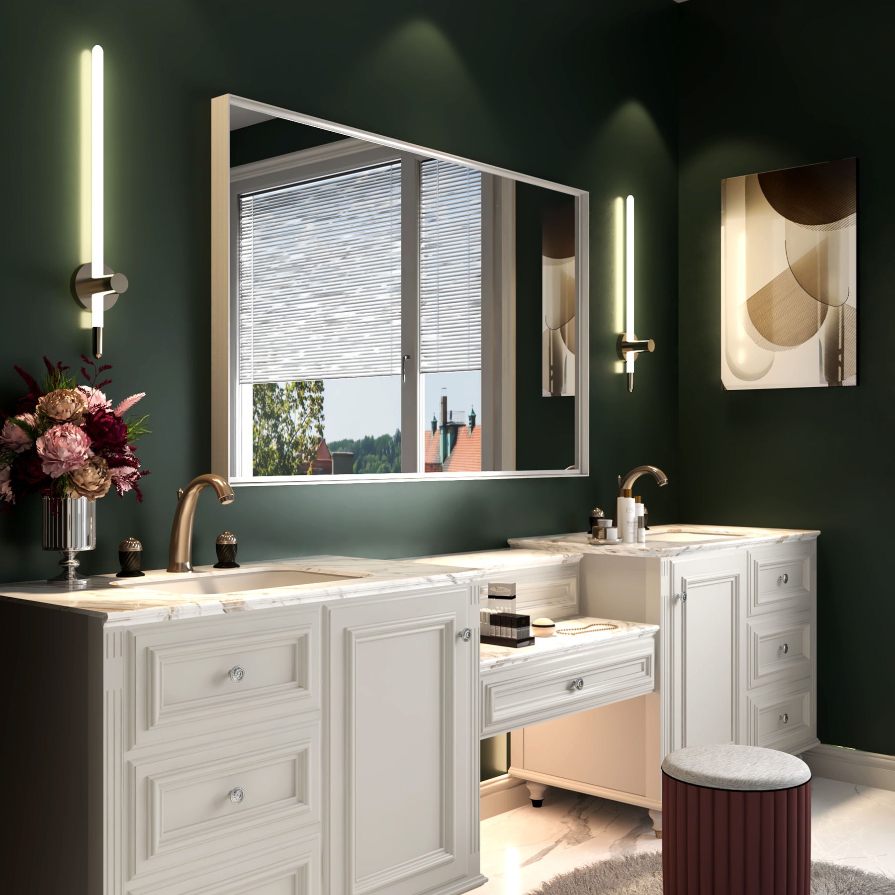 Rectangular Wall-Mounted Beveled Bathroom Mirror, Square Angle Metal Frame Wall Mounted Bathroom Mirrors For Wall (Horizontal &amp; Vertical) - Glossy White