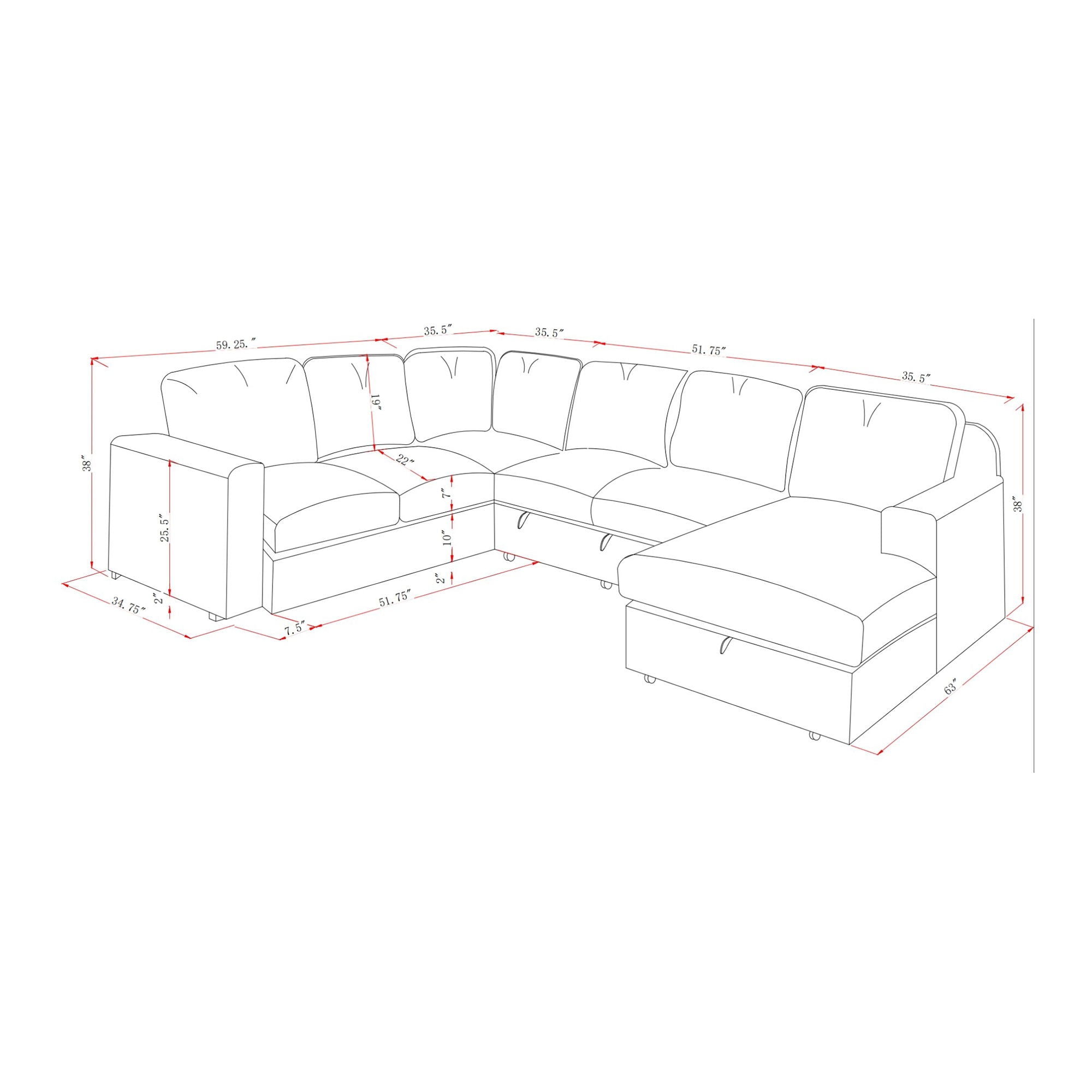 Melody - Sectional Sofa With Cushioning