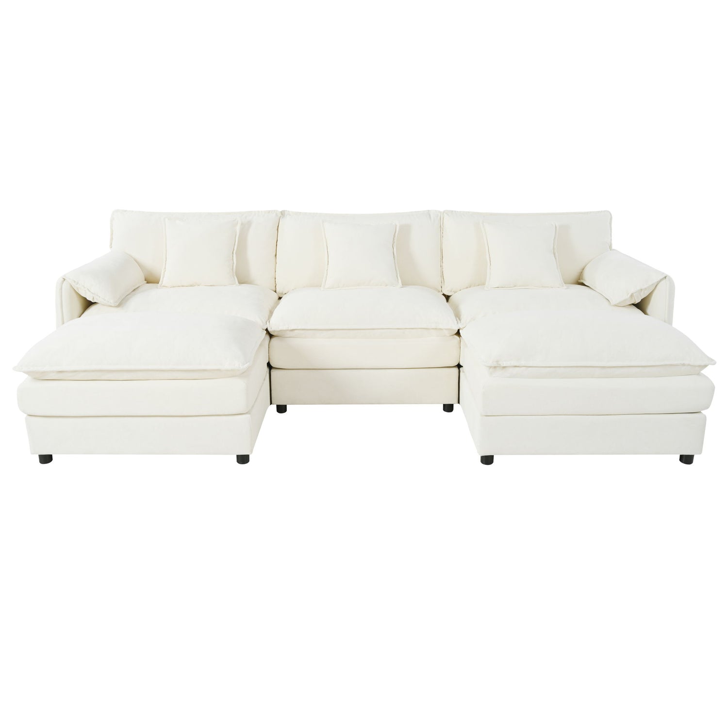 Modern Comfy Deep Seat Modular Sectional Sofa Cloud Couch With Ottoman