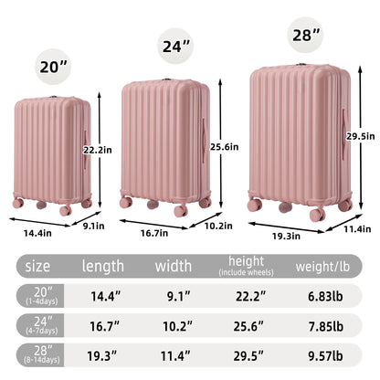 20&quot; / 24&quot; / 28&quot; 3 Pieces / Set Spinner Wheel Luggage, Carry On Suitcase, With Cup Holder &amp; USB Port &amp; Phone Holder