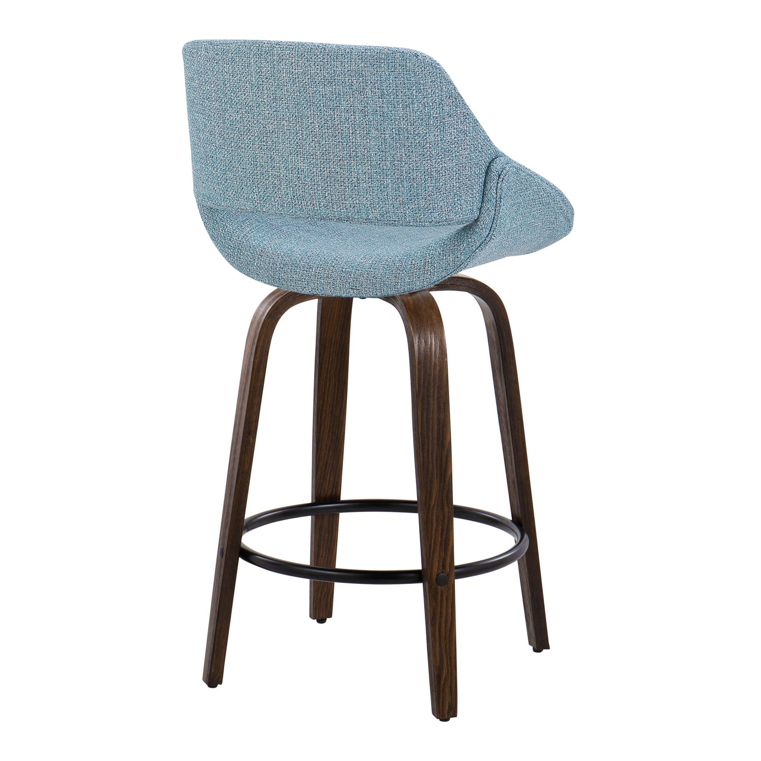 Fabrico - Mid Century Modern Fixed Height Counter Stool &amp; Round Footrest (Set of 2)