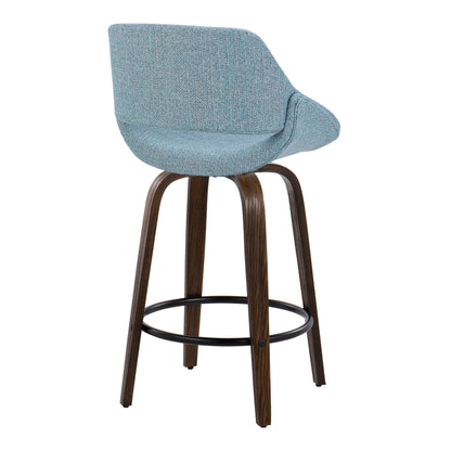 Fabrico - Mid Century Modern Fixed Height Counter Stool &amp; Round Footrest (Set of 2)