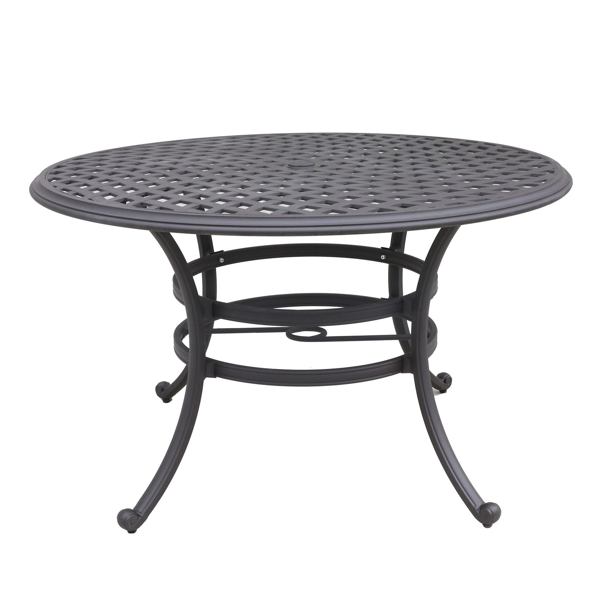 Round 49&quot; Long Aluminum Dining Set With Cushions